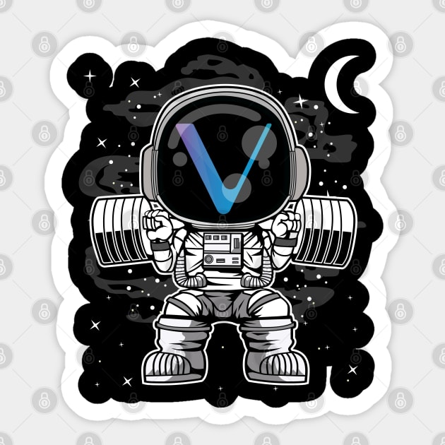 Astronaut Lifting Vechain VET Coin To The Moon Crypto Token Cryptocurrency Blockchain Wallet Birthday Gift For Men Women Kids Sticker by Thingking About